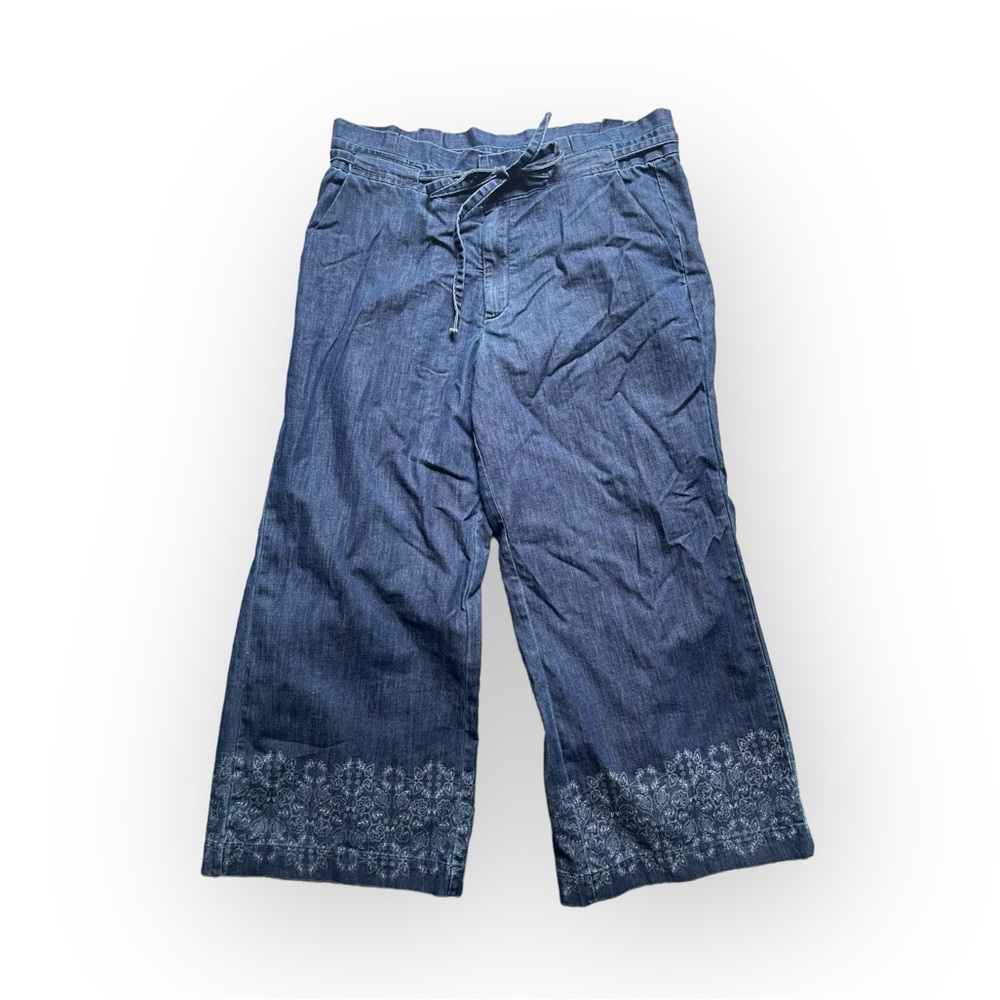 Laurie Felt paper bag waisted denim pants with embellished legs